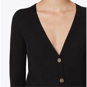 Tory Burch Madeline Merino Wool Cardigan Black